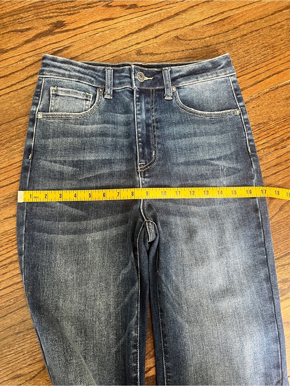 RISEN High Rise Extreme Flare Jeans | Raw Hem Stretch Denim | Size 28 | NWOT - Picture 5 of 6